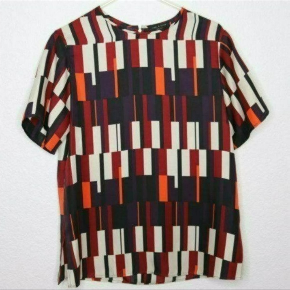 Rag & Bone Silk Crewneck Short Sleeve Blouse